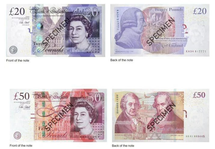 从今年9月30日开始，旧版的20镑和50镑纸币就不能使用了，旧版20镑和50镑纸币都会换成新版。