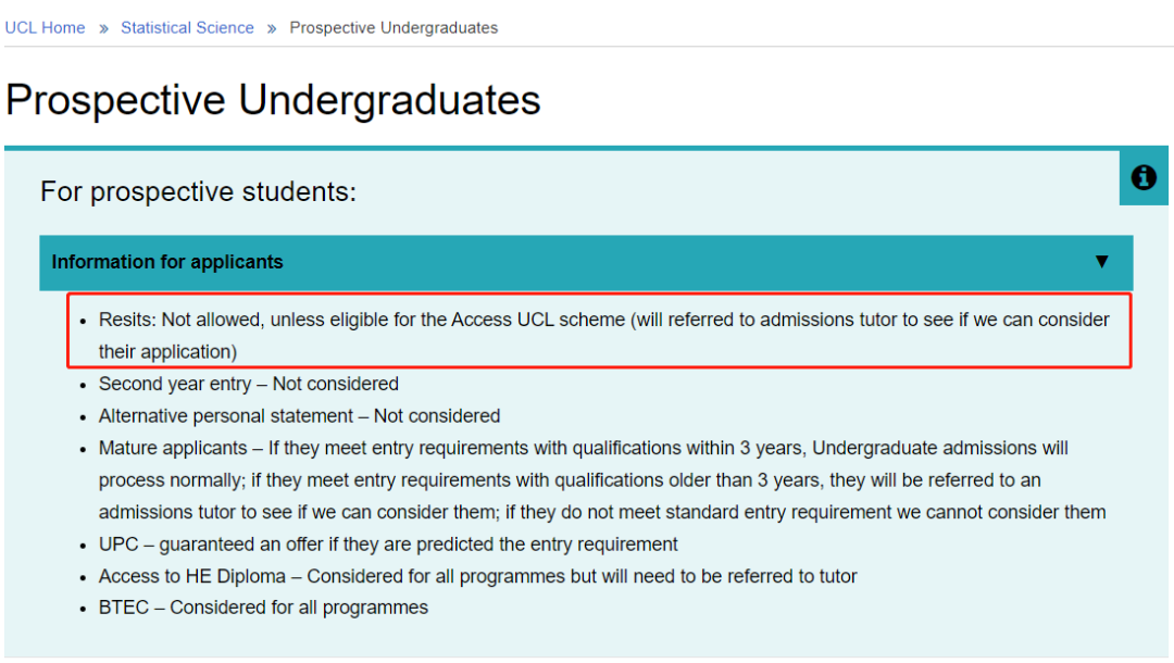 UCL热门专业不再接受重考成绩申请