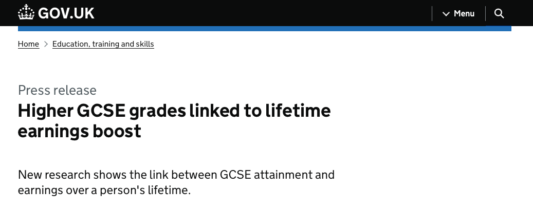 英国教育部:GCSE成绩决定未来收入!