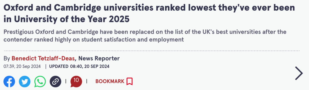 2025TIMES英国大学排名发布