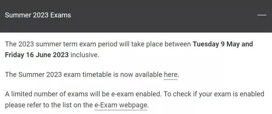 英国院校的考试时间安排